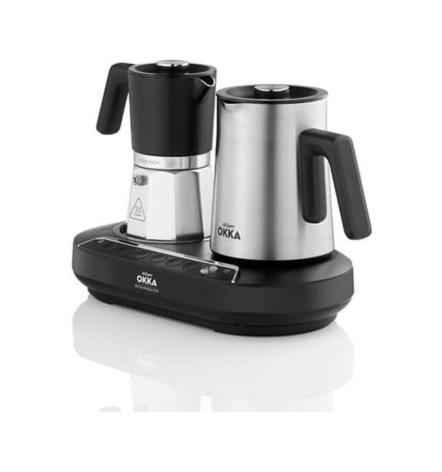 Arzum OK0027 Okka Rich Moka Pot Karıştırıcılı Metal İtalyan ve Türk Kahve Makinesi Krom Inox - Siyah