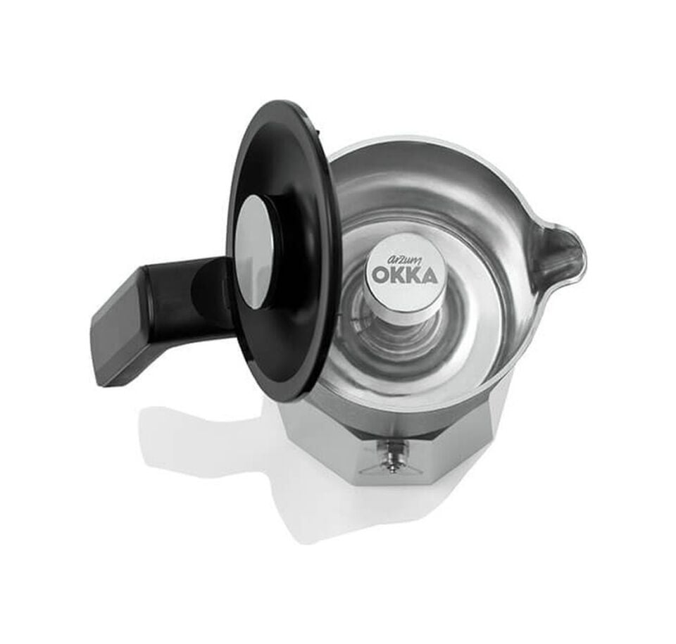 Arzum OK0027 Okka Rich Moka Pot Karıştırıcılı Metal İtalyan ve Türk Kahve Makinesi Krom Inox - Siyah