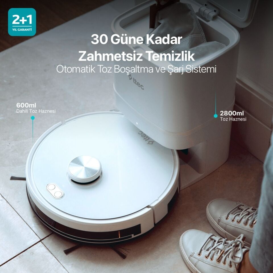 ttec Robi ProMaster+ Otomatik Toz Boşaltma Sistemli Akıllı Robot Süpürge