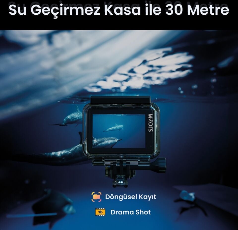 SJCAM SJ4000 Air WiFi 4K UHD 16MP 2” Geniş Ekran H.264 900mAh 30 Metre Su Geçirmez Aksiyon Kamerası Siyah