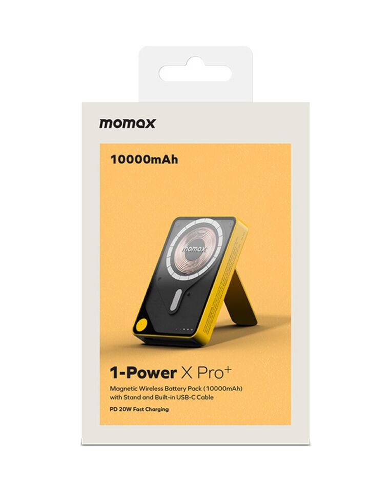 Momax IP132HKY Power X Pro+Magnetic Wireless 10000 mAh Standlı + USB-C Kablo Powerbank Sarı