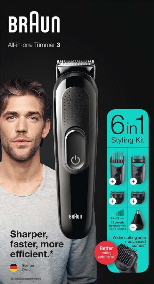 Braun MGK 3320 Erkek Bakım Kiti 6'sı 1 Arada Şekillendirici Siyah