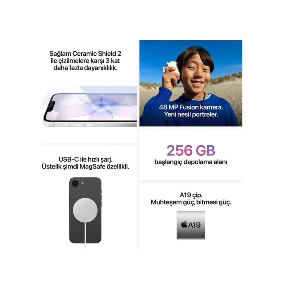 Apple iPhone 17e 256 GB (Apple Türkiye Garantili) Siyah 256 GB