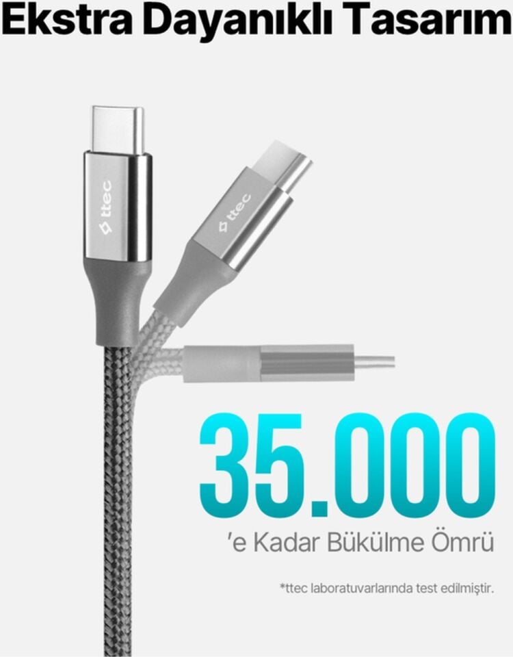 Alumicable Usb-c - Usb-c 300cm 65w Pd/qc Hızlı Şarj/data Kablosu Uzay Grisi 2dk52ug