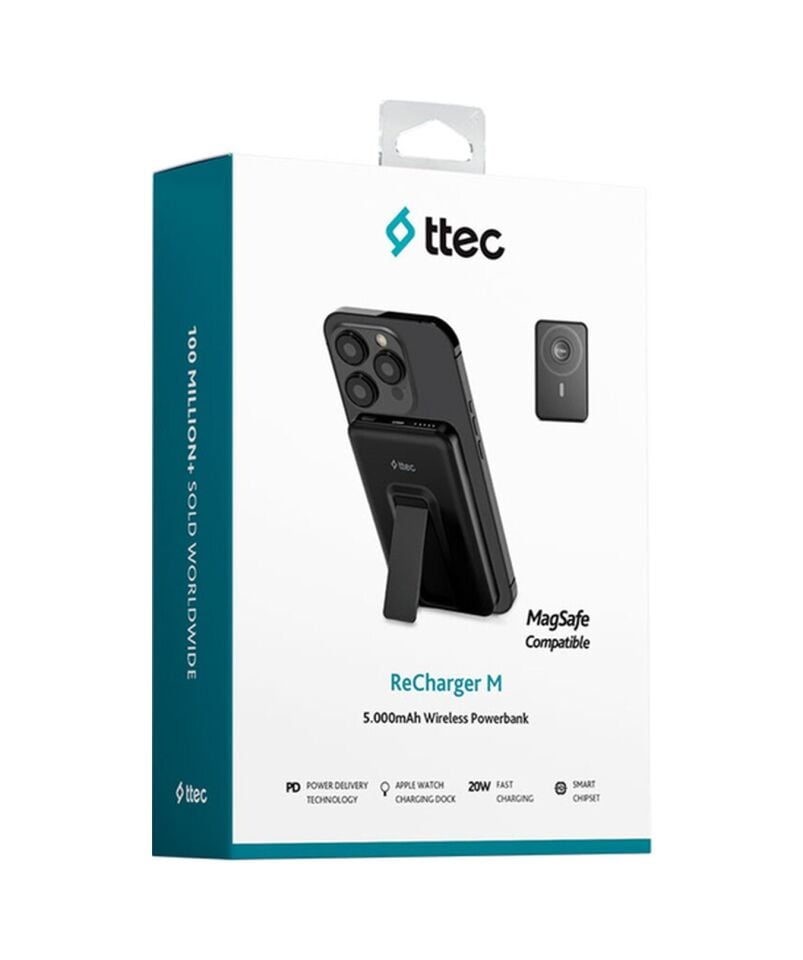 Ttec 2BB239 Recharger M 5.000 mAh Magsafe Uyumlu PD 20W Stantlı Kablosuz Taşınabilir Hızlı Şarj Aleti