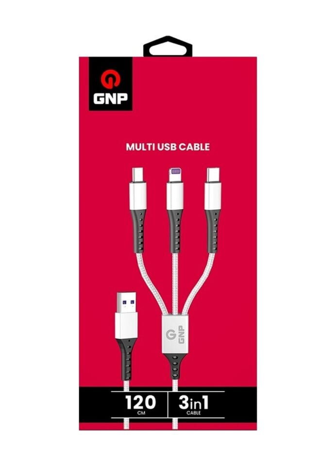 GNP 3in1 Dayanıklı Kablo Gri