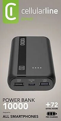 Cellularlıne 12w X 2 20.000 Mah Taşınabilir Şarj Cihazı Siyah Siyah
