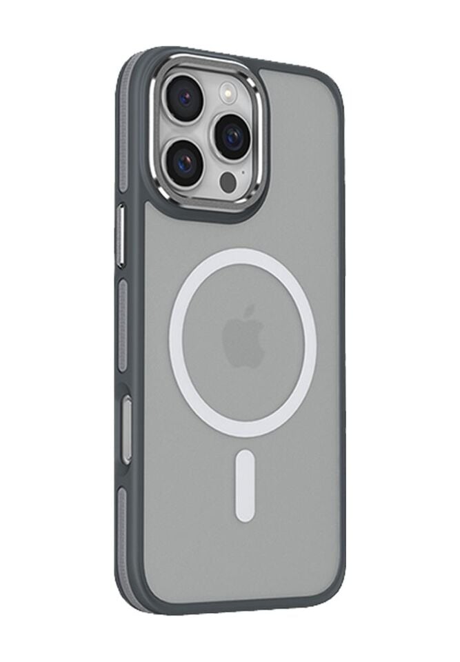 Bikapak Magstyle Apple Uyumlu iPhone 16 Pro Max Gri Kapak Kılıf