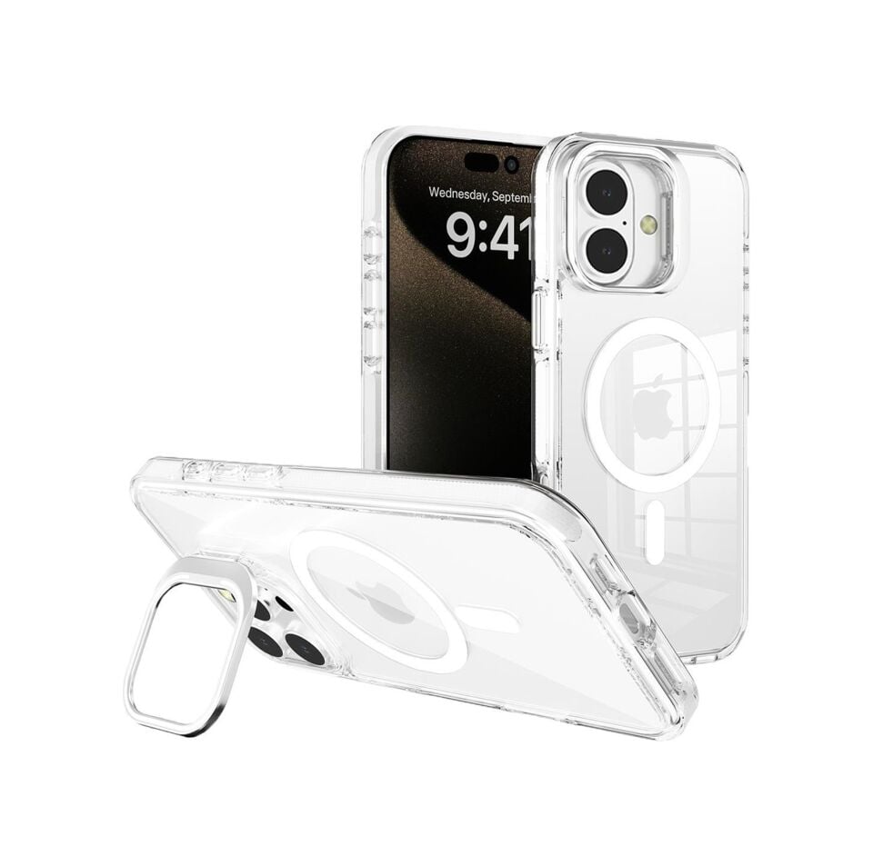 Apple Uyumlu iPhone Bikapak Magsport 16 Beyaz Kapak