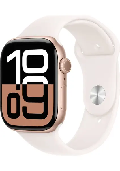 APPLE WATCH SERI 10 GPS 42 MM ROZE ALTIN ALUMINYUM KASA BULUT PEMBESI SPOR KORDON S/M