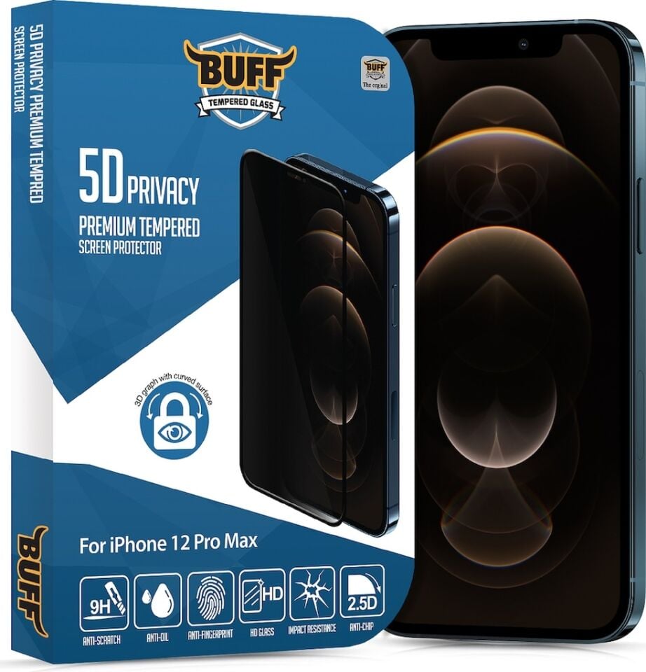 Buff Apple Uyumlu   iPhone 12 Pro Max 5D Privacy Ekran Koruyucu