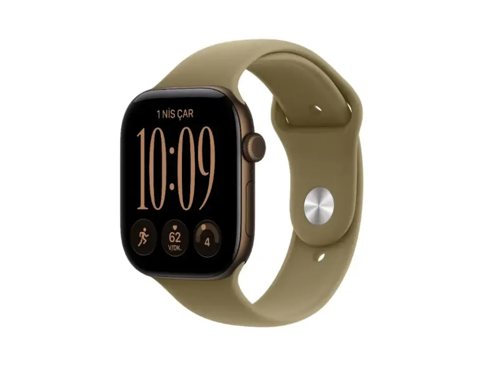 Apple Watch Series 12 GPS 46 mm Alüminyum Kasa ve Spor Kordon - M/L Koyu Bronz