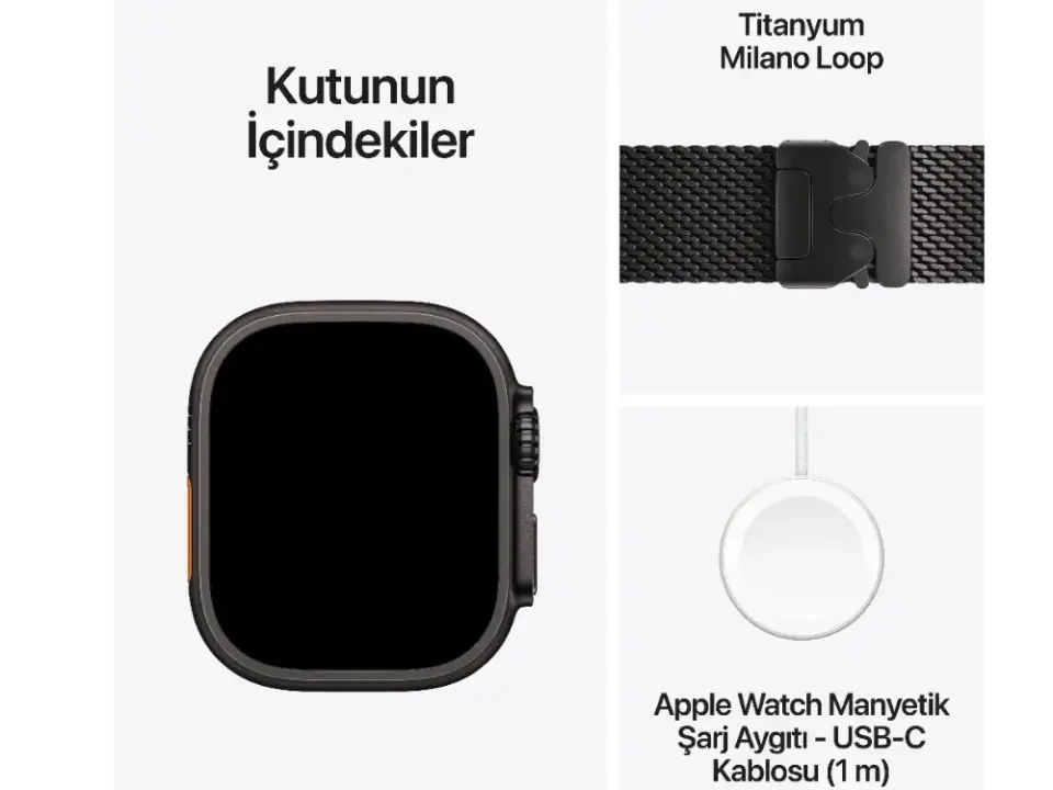 Apple Watch Ultra 4 GPS + Cellular 49 mm Titanyum Kasa ve Milanese Loop - Medium