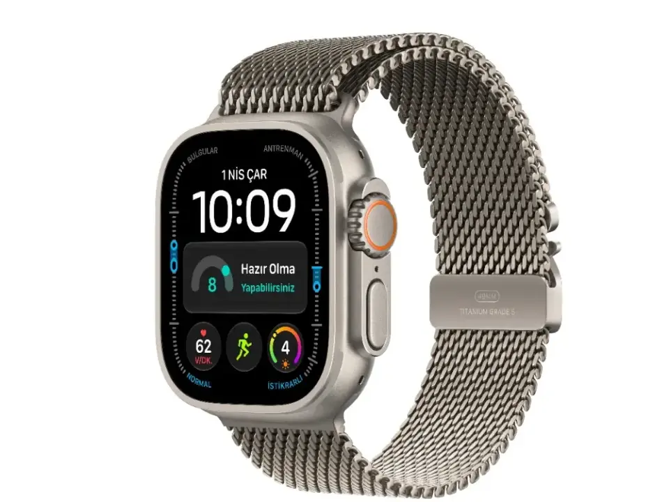 Apple Watch Ultra 4 GPS + Cellular 49 mm Titanyum Kasa ve Milanese Loop - Medium Natürel