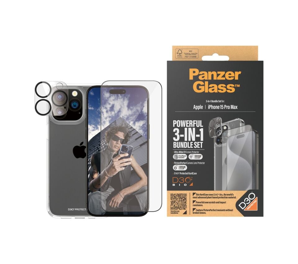 Panzerglass Apple iPhone 15 Pro Max Uyumlu 3'lü Çerçeve Aparatlı Telefon Koruma Seti
