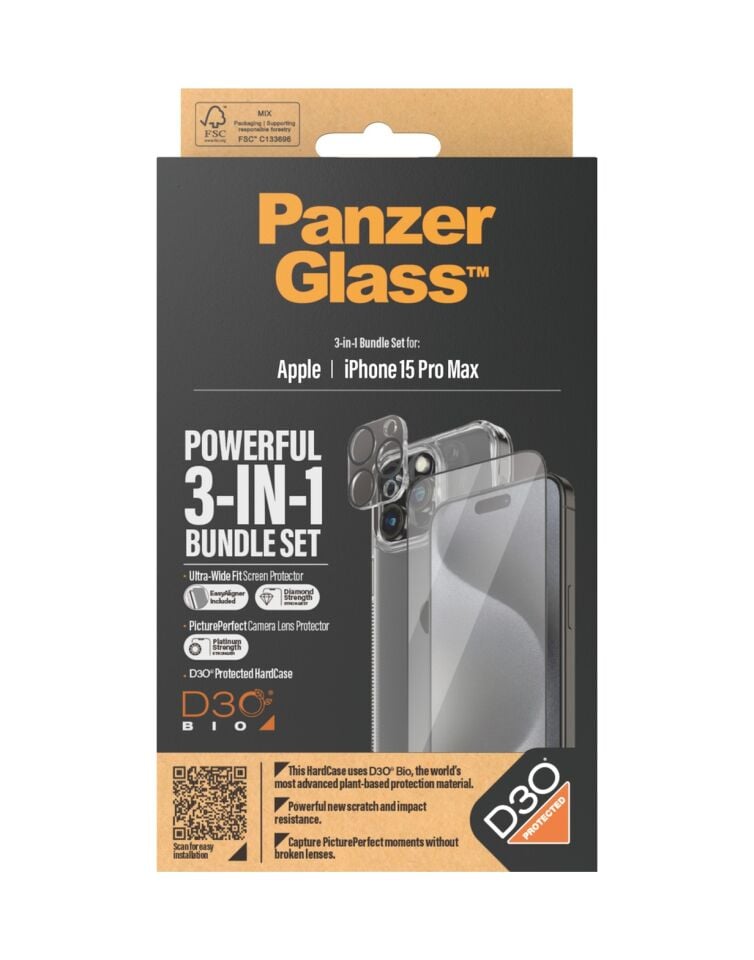 Panzerglass Apple iPhone 15 Pro Max Uyumlu 3'lü Çerçeve Aparatlı Telefon Koruma Seti