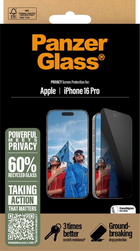 Panzerglass Apple Uyumlu iPhone 16 Pro Ultra-wide Fit Tam Koruma Gizli/hayalet Çerçeve Aparatlı Ekran Koruyucu