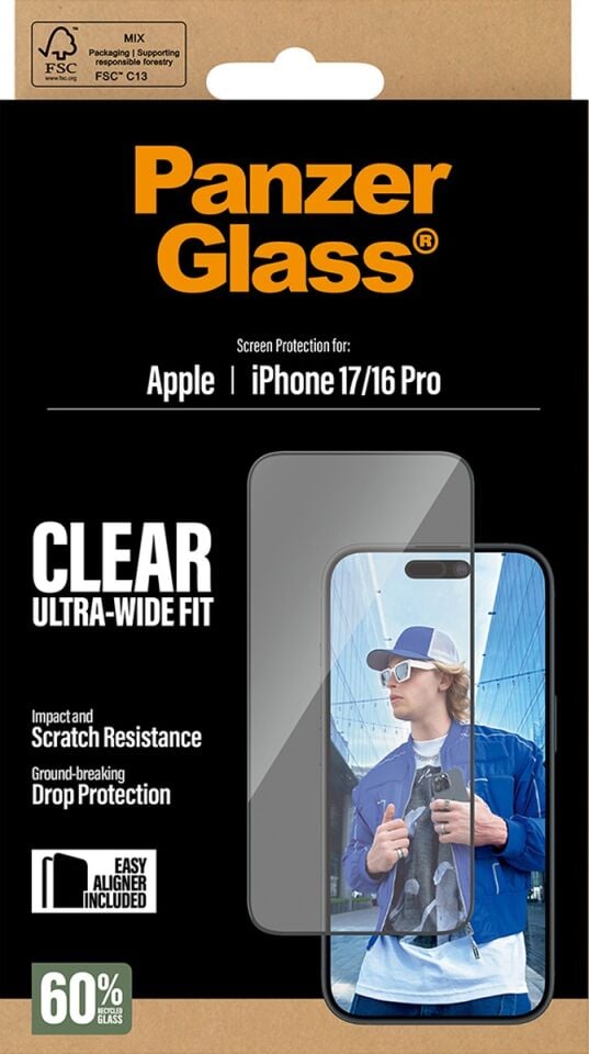 Panzerglass Apple Uyumlu iPhone 17 16 Pro Ultra wide Fit Çerçeve Aparatlı Ekran Koruyucu