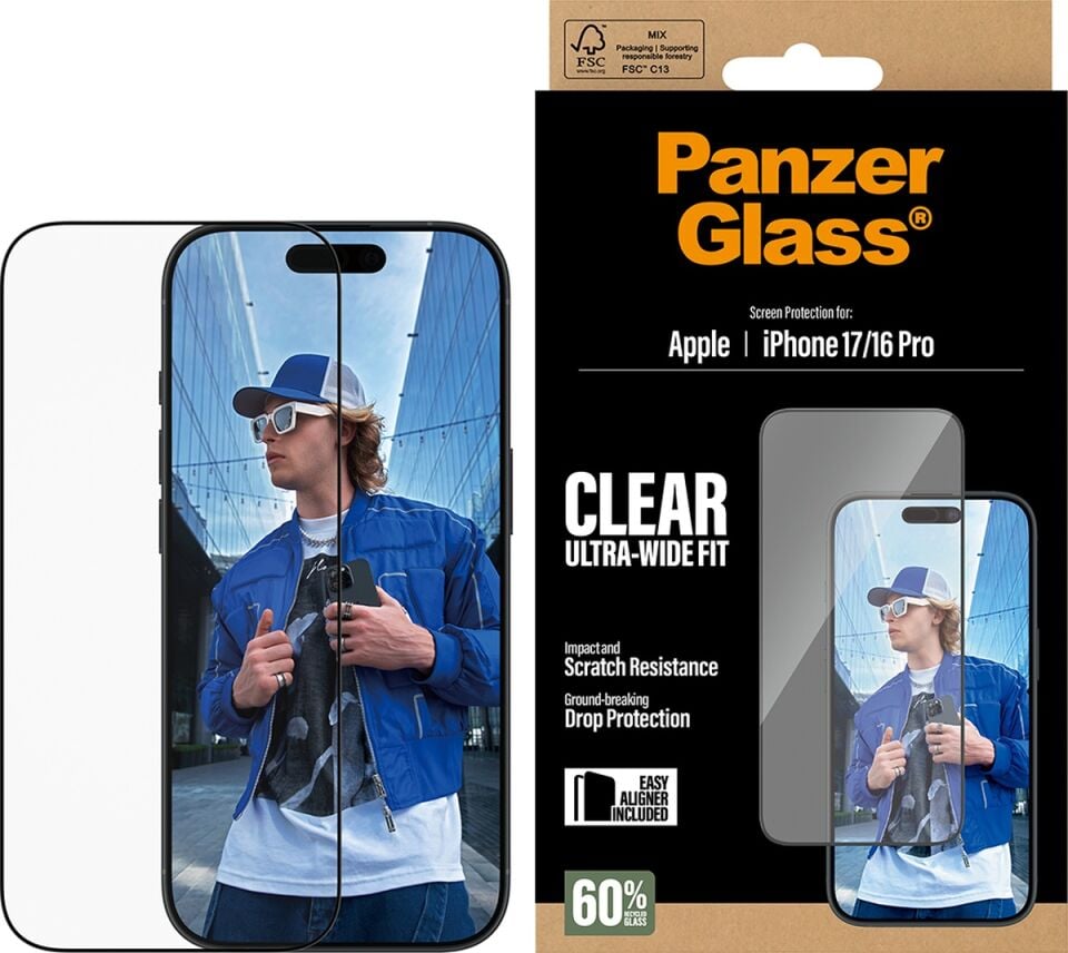 Panzerglass Apple Uyumlu iPhone 17 16 Pro Ultra wide Fit Çerçeve Aparatlı Ekran Koruyucu