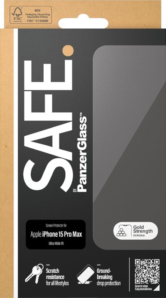 Safe By Panzerglass Apple Uyumlu iPhone 15 Pro Max Ultra wide Fit Çerçeve Aparatlı Tam Koruma Ekran Koruyucu