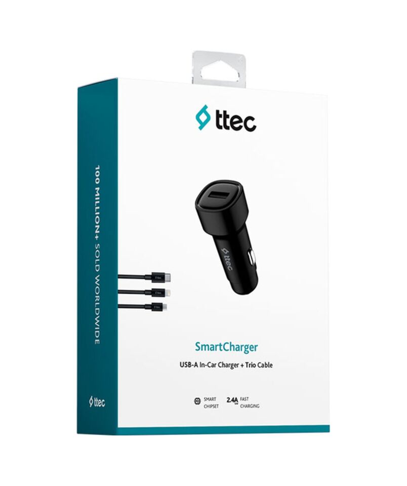 Smartcharger 2.4a Araç Şarj Aleti + Trio Kablo