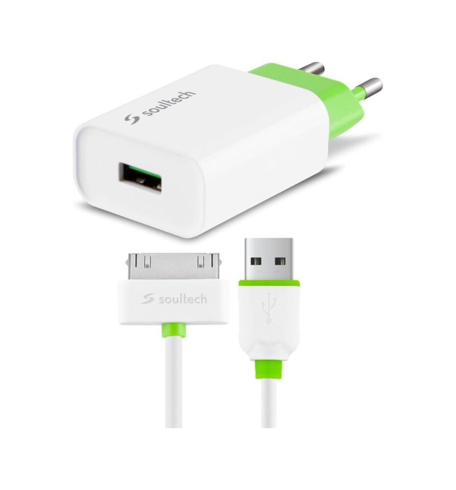 Soultech 1.1A Apple Uyumlu iPhone 4G/4S Comfort Seyahat Şarjı + Usb Kablo - S