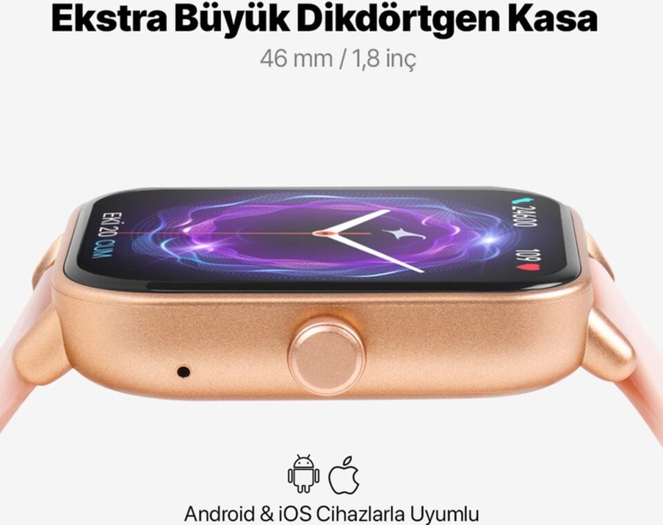 Ttec 2SW01 Tempus 46 MM TFT Ekranlı Dikdörtgen Kasa Akıllı Saat Rose Gold
