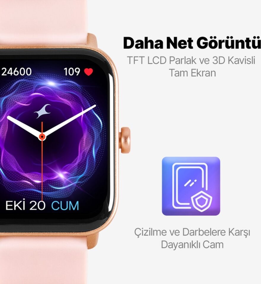Ttec 2SW01 Tempus 46 MM TFT Ekranlı Dikdörtgen Kasa Akıllı Saat Rose Gold