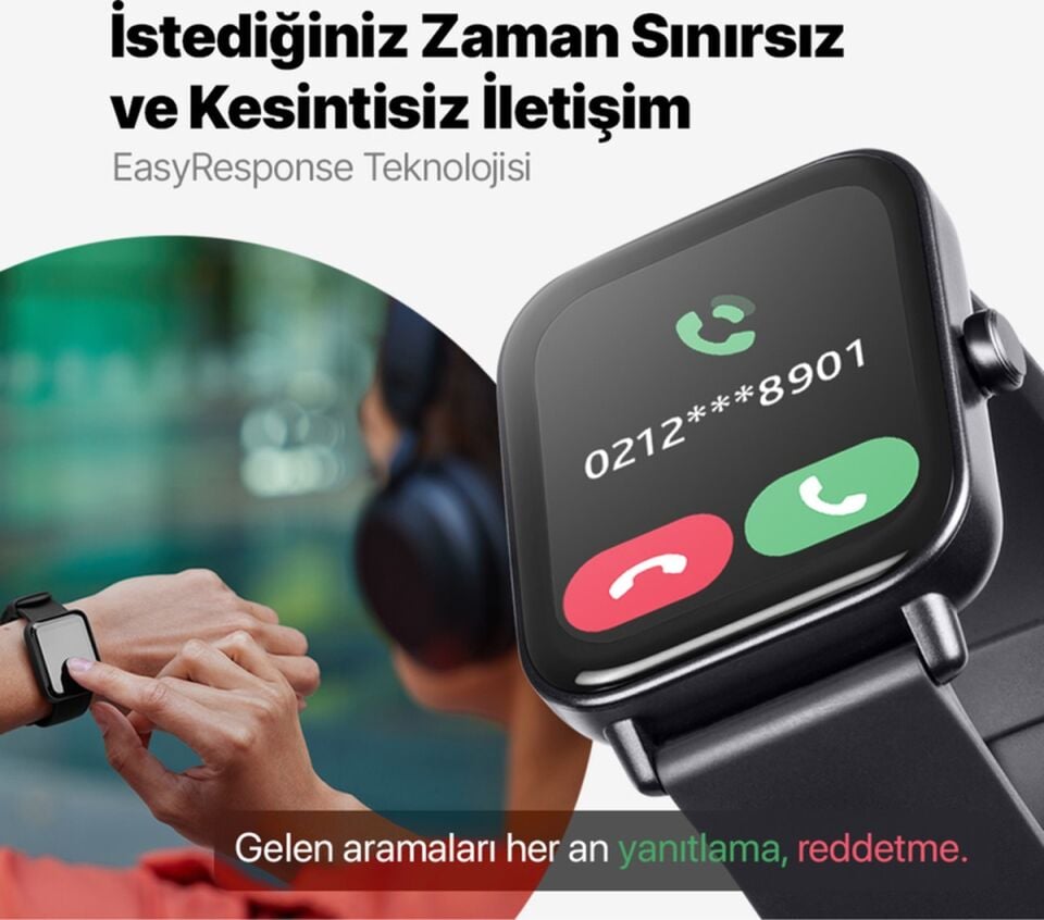 Ttec 2SW01 Tempus 46 MM TFT Ekranlı Dikdörtgen Kasa Akıllı Saat Siyah