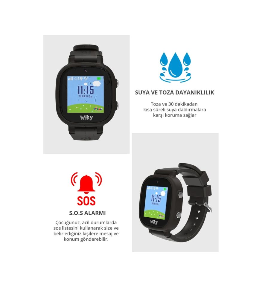 Wiky Watch 5E e-SIM Akıllı Çocuk Saati (İthalatçı Garantili) Siyah