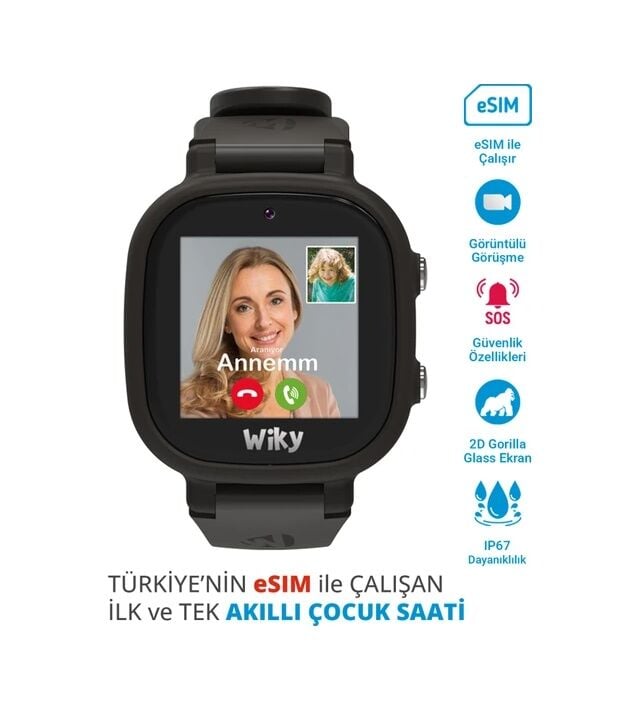 Wiky Watch 5E e-SIM Akıllı Çocuk Saati (İthalatçı Garantili) Siyah