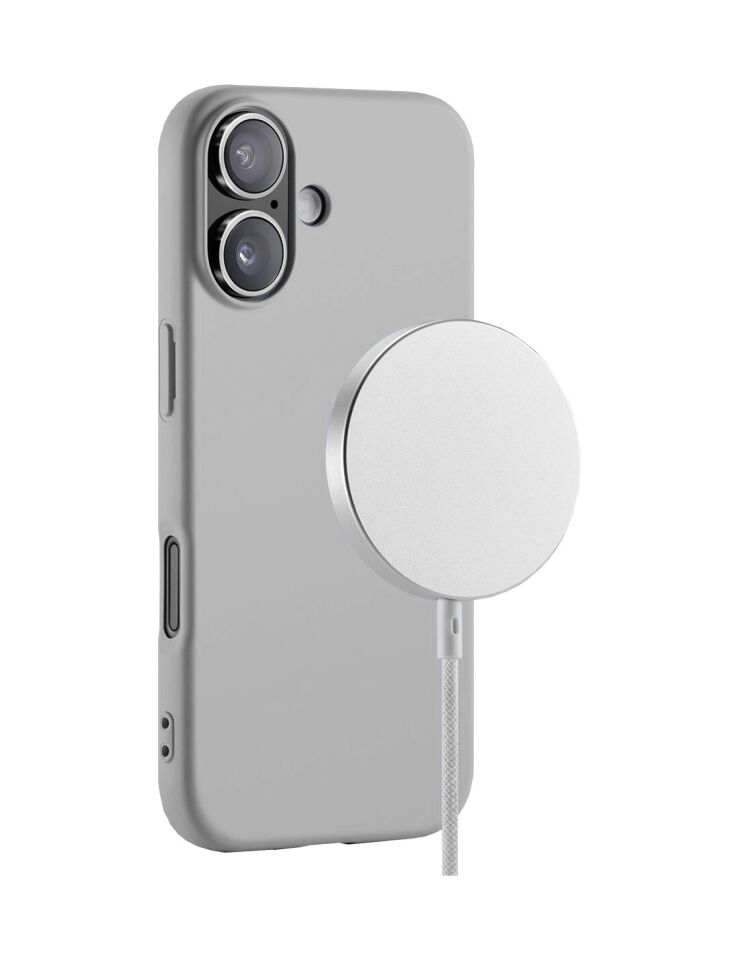 Buff Apple Uyumlu iPhone 17 Magsafe Rubber Fit Silikon Kılıf Gri Gri