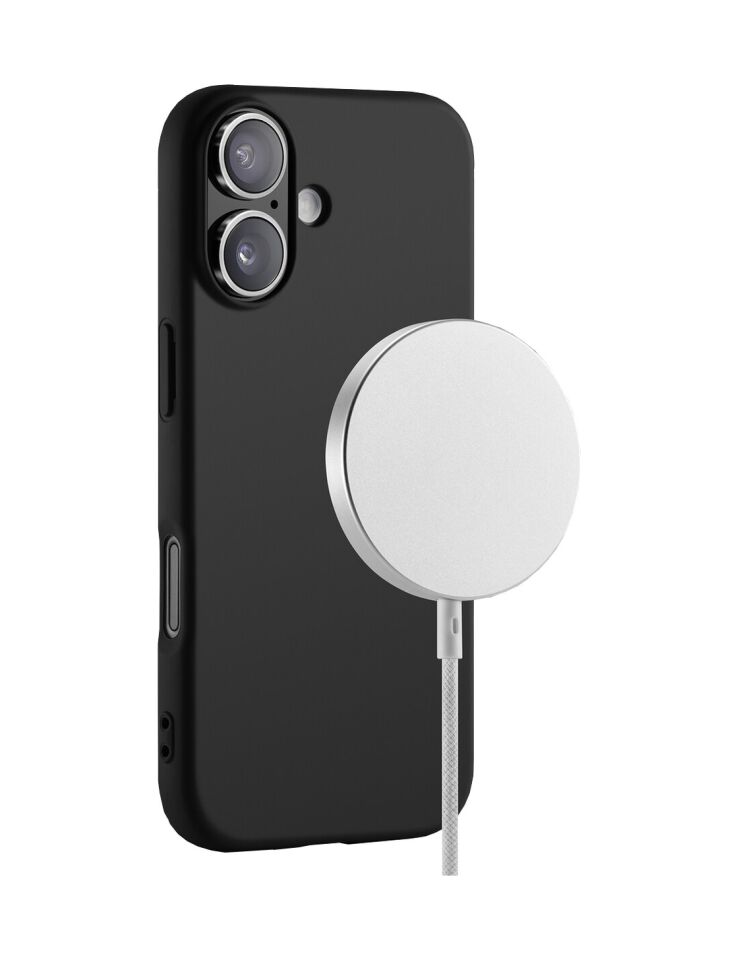 Buff Apple Uyumlu iPhone 17 Magsafe Rubber Fit Silikon Kılıf Siyah Siyah
