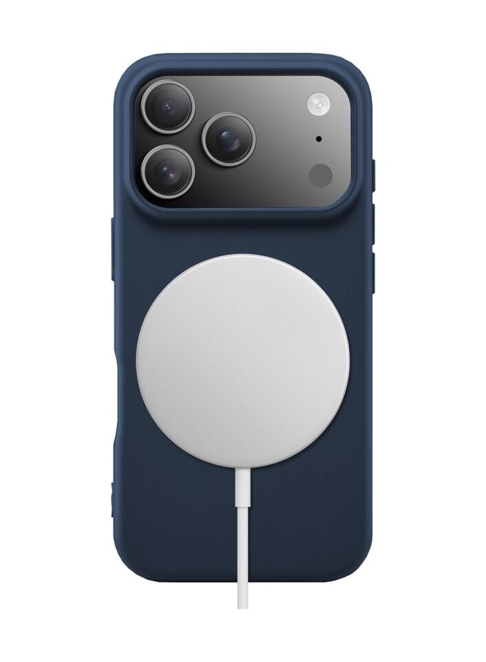 Buff Apple Uyumlu iPhone 17 Pro Max Magsafe Rubber Fit Silikon Kılıf Koyu Mavi Koyu Mavi