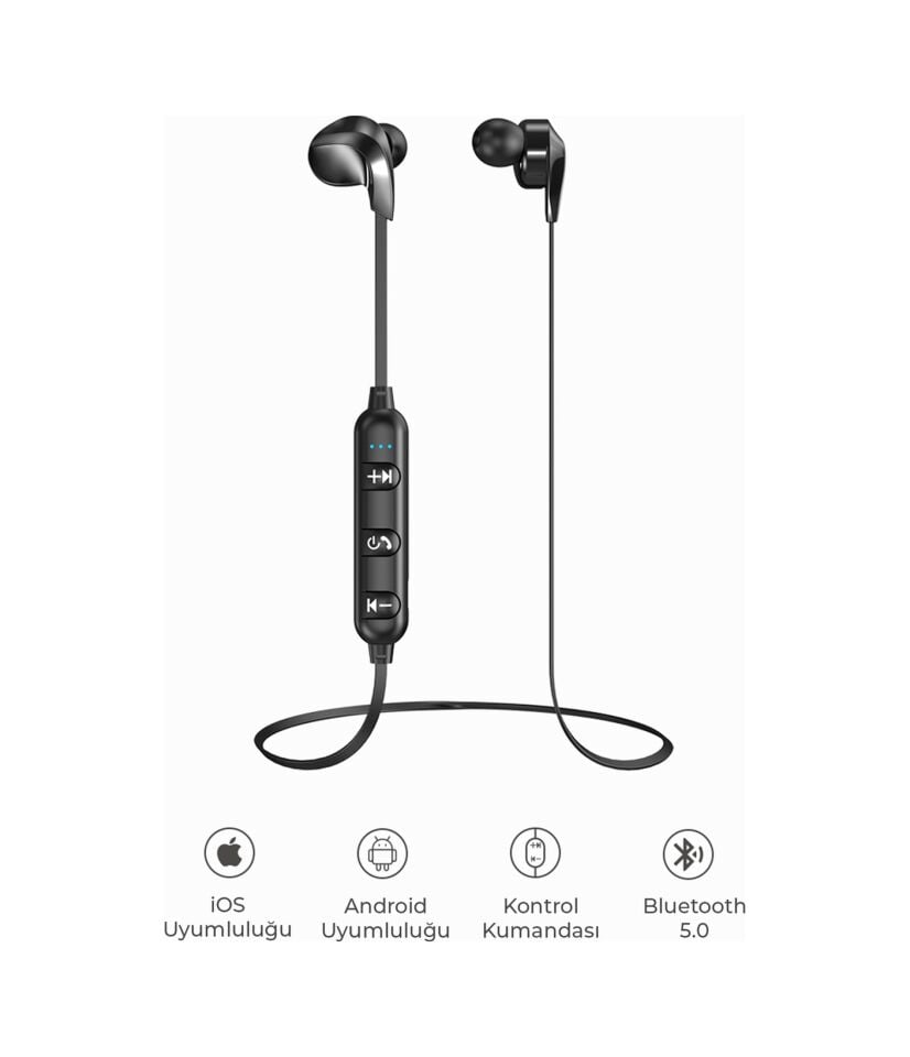 Lecoo ES204 Boyun Bantlı Kablosuz Bluetooth 5.0 Mikrofonlu Kulak İçi Kulaklık Siyah