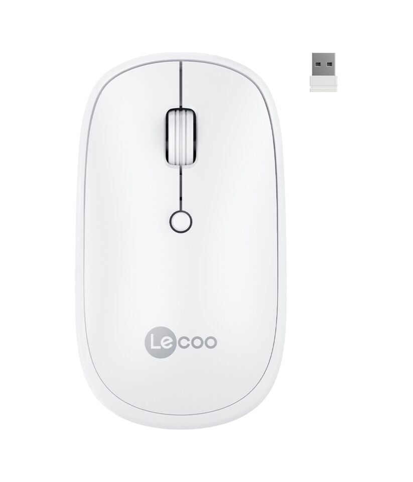 Lecoo WS209 Kablosuz 6 Tuşlu 1600DPI Çift Modlu Şarj Edilebilir Optik Mouse Beyaz
