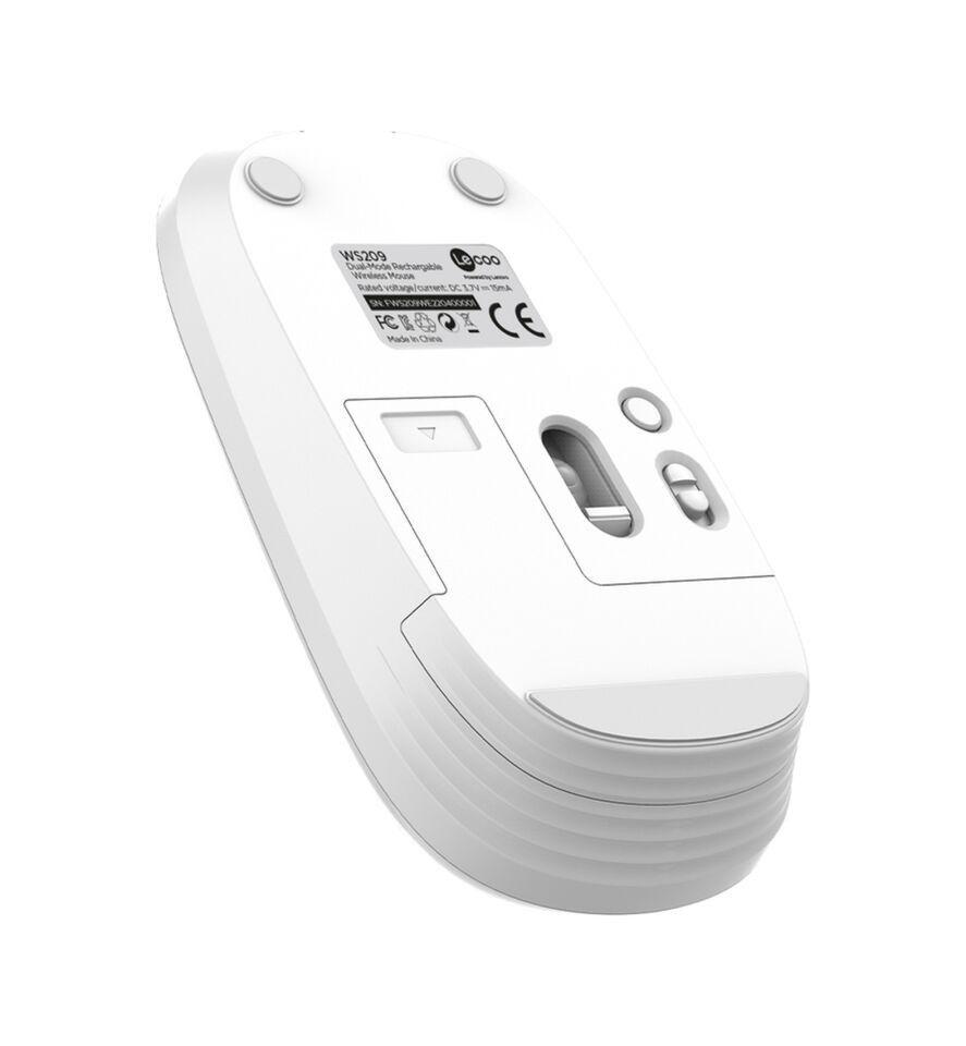 Lecoo WS209 Kablosuz 6 Tuşlu 1600DPI Çift Modlu Şarj Edilebilir Optik Mouse Beyaz