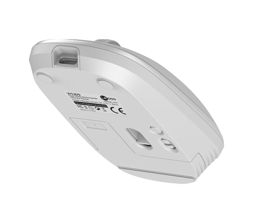 Lecoo WS209 Kablosuz 6 Tuşlu 1600DPI Çift Modlu Şarj Edilebilir Optik Mouse Beyaz