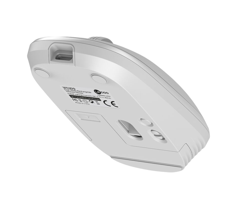 Lecoo WS209 Kablosuz 6 Tuşlu 1600DPI Çift Modlu Şarj Edilebilir Optik Mouse Beyaz