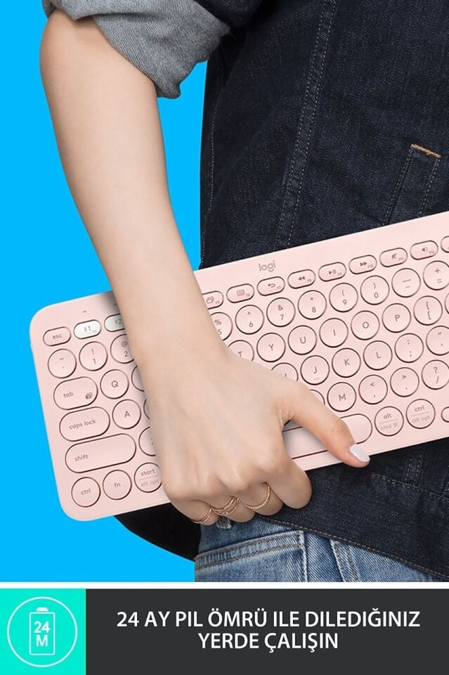 Logitech K380 Bluetooth Multimedya Türkçe Q Klavye Pembe