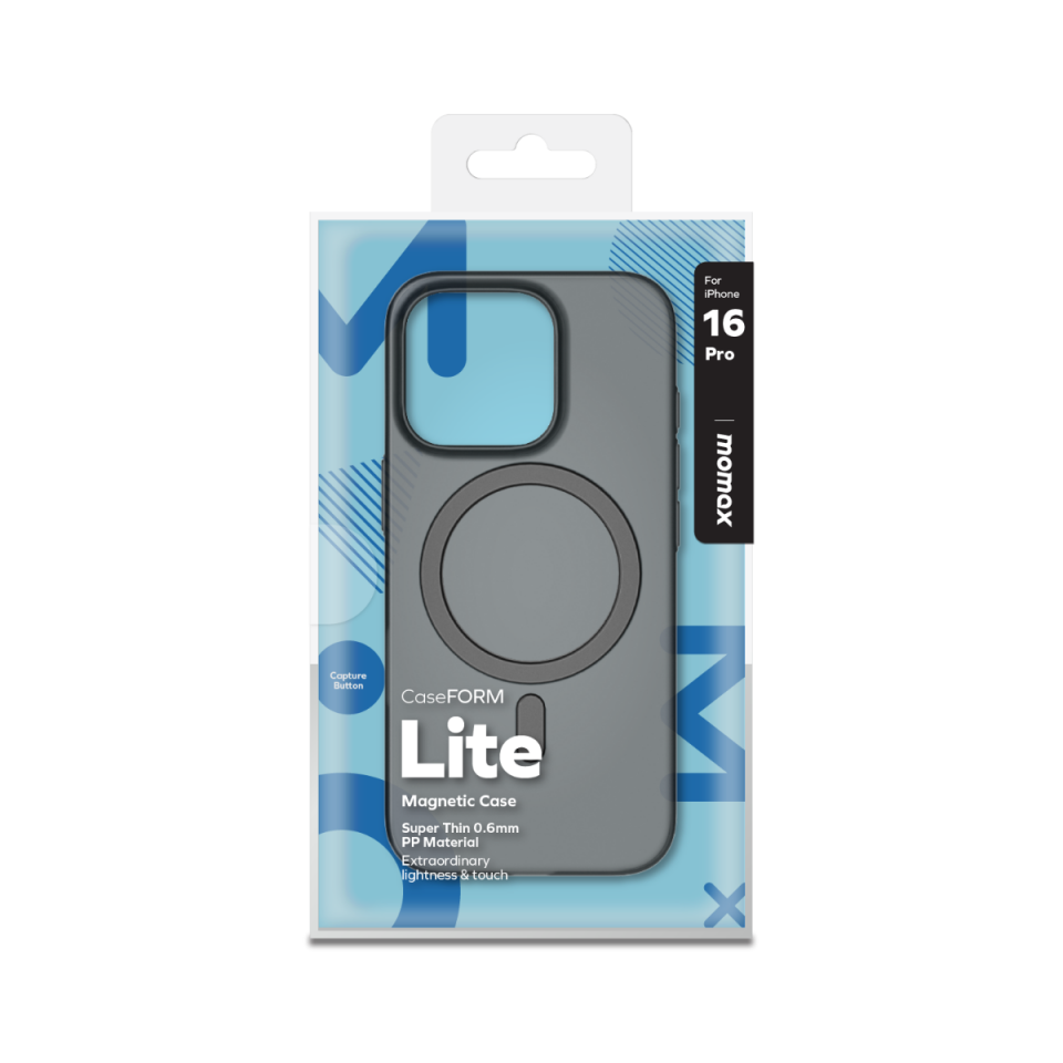 Momax Lite CaseForm Apple Uyumlu iPhone 16 Pro E74 Magsafe Kılıf Transparan Siyah Siyah