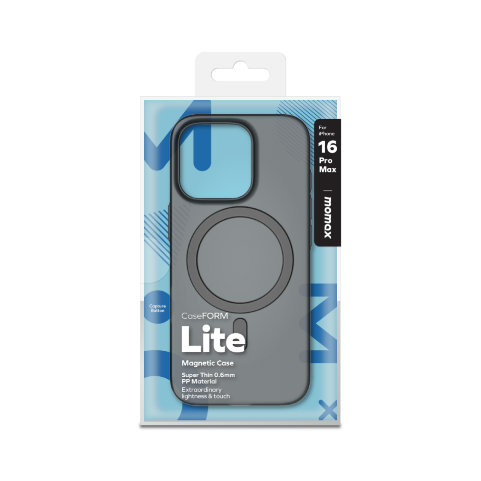 Momax Lite CaseForm Apple Uyumlu iPhone 16 Pro Max E74 Magsafe Kılıf Transparan Siyah Siyah