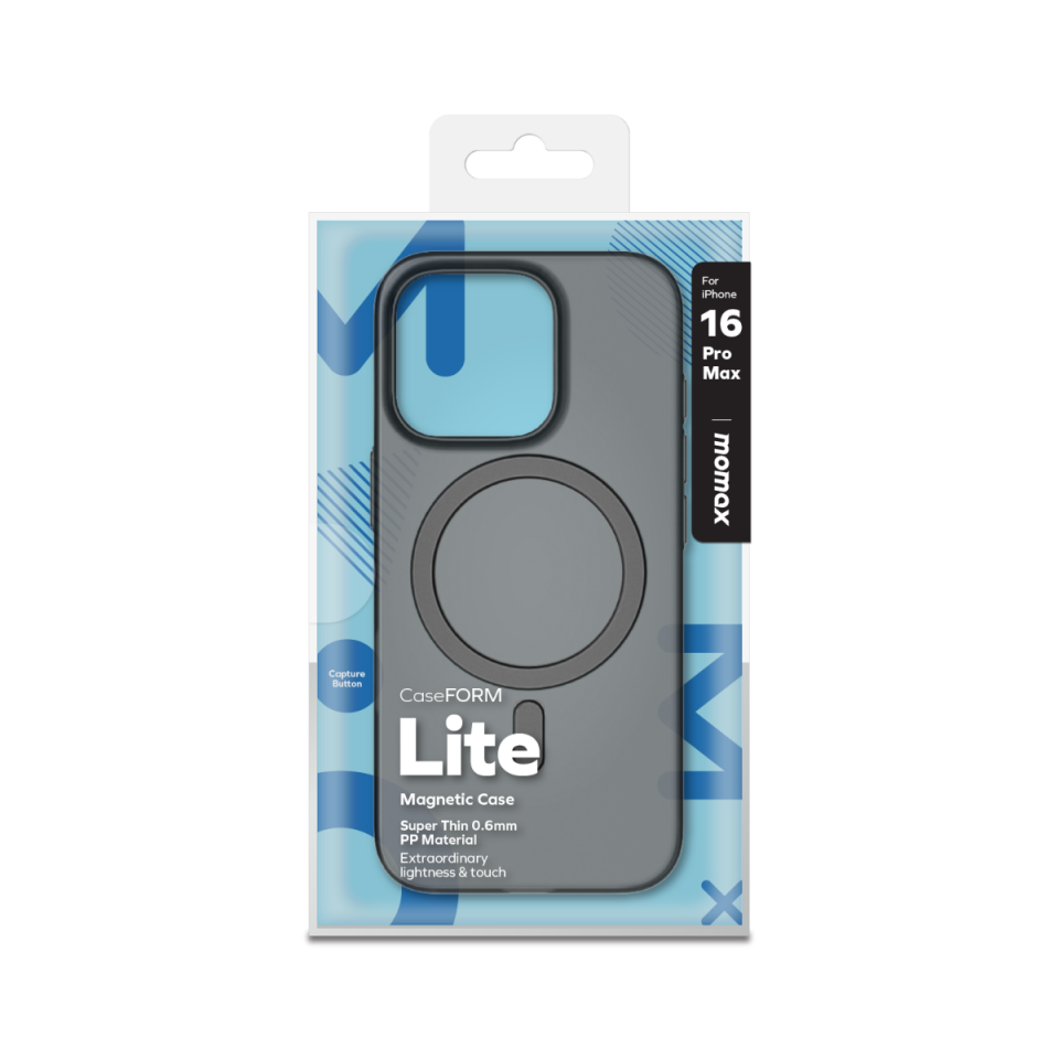 Momax Lite CaseForm Apple Uyumlu iPhone 16 Pro Max E74 Magsafe Kılıf Transparan Siyah Siyah