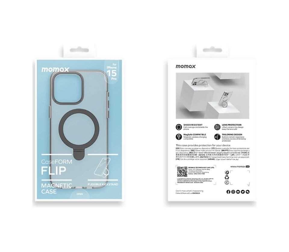Momax MAAP23MD Apple Uyumlu iPhone 15 Pro Flip Magsafe Kılıfı Siyah