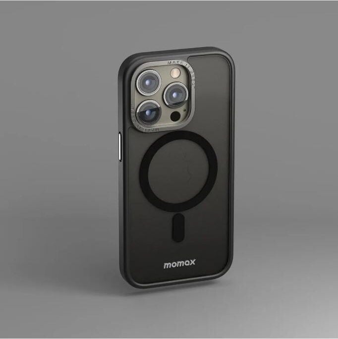 Momax Mag Safe Hybrid Apple Uyumlu iPhone 14 Pro Max Kılıf Siyah Slikon Kılıf