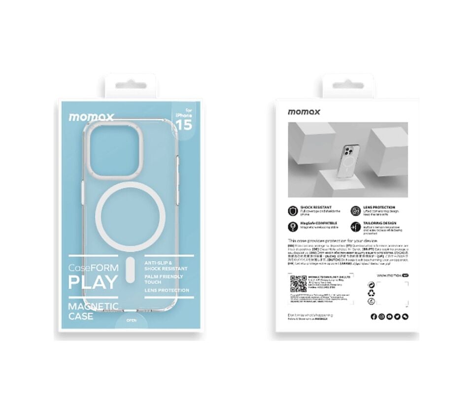 Momax MXAP23ST Apple Uyumlu iPhone 15 Play Clear Magsafe Kılıfı Şeffaf