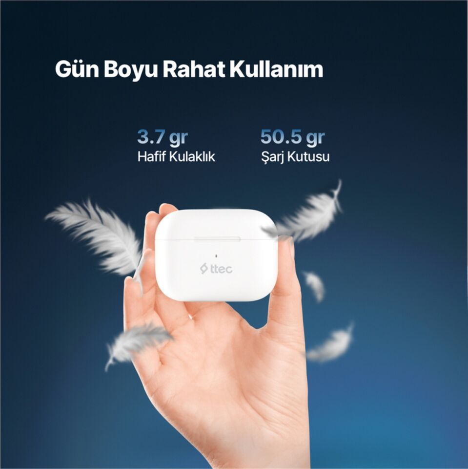 Ttec AirBeat 2KM155  Pro Lite ANC Gerçek Kablosuz TWS Bluetooth Kulaklık Beyaz
