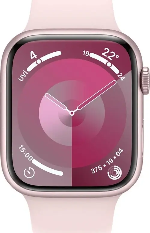 Apple Watch Series 9 Gps 45Mm Pembe Alüminyum Kasa Ve Uçuk Pembe Spor Kordon - M/L
